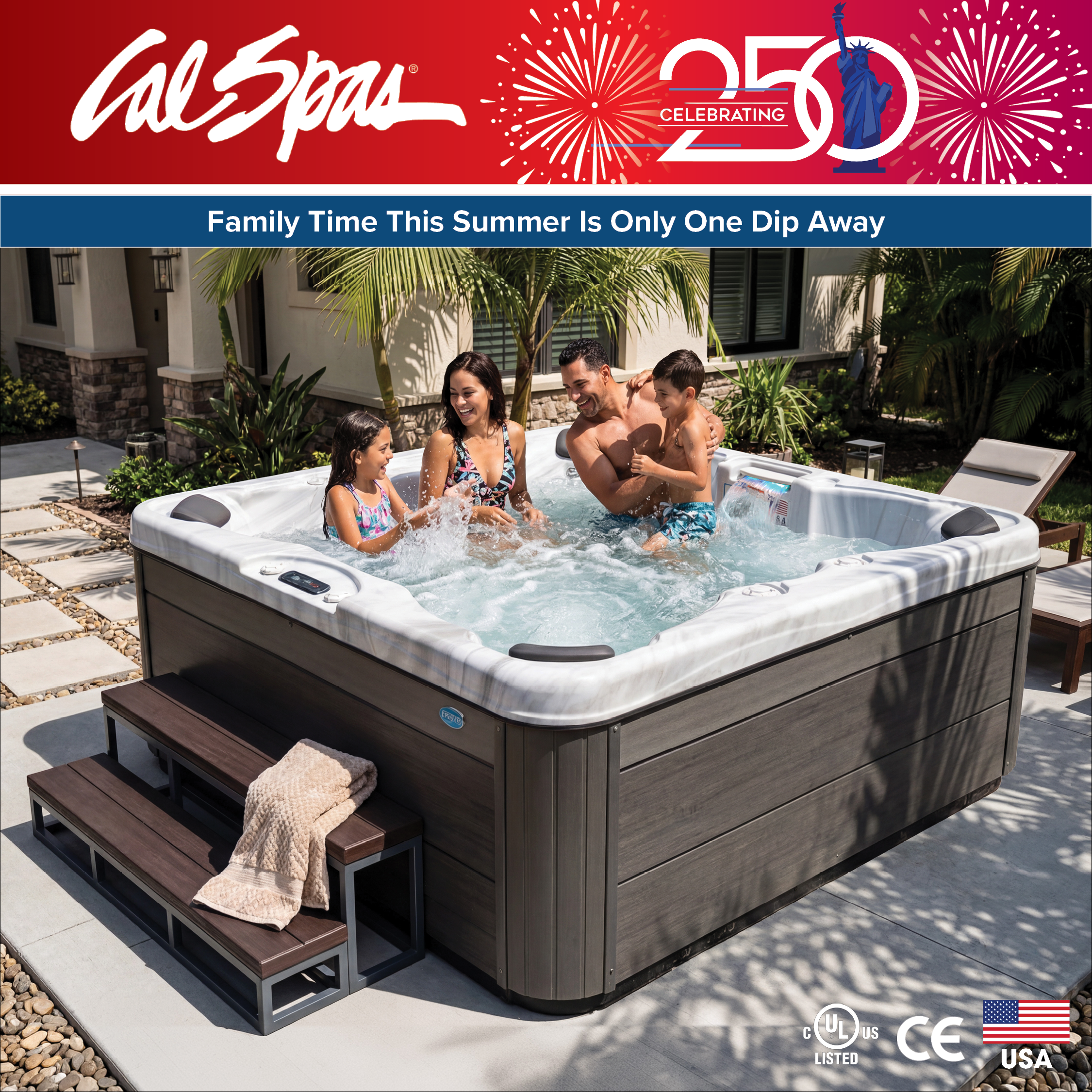 Calspas hot tub being used in a family setting - Austintown